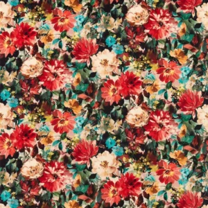 multicolour botanical velvet-chenille fabric from Clarke & Clarke