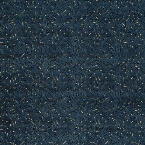 blue botanical velvet-chenille fabric from Clarke & Clarke