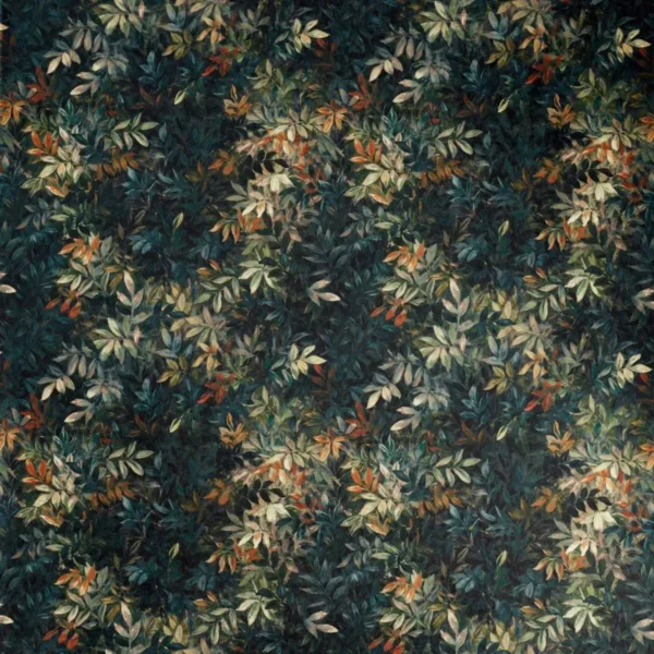 green botanical velvet-chenille fabric from Clarke & Clarke