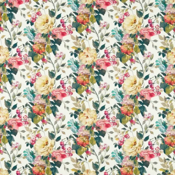 multicolour botanical printed fabric from Clarke & Clarke