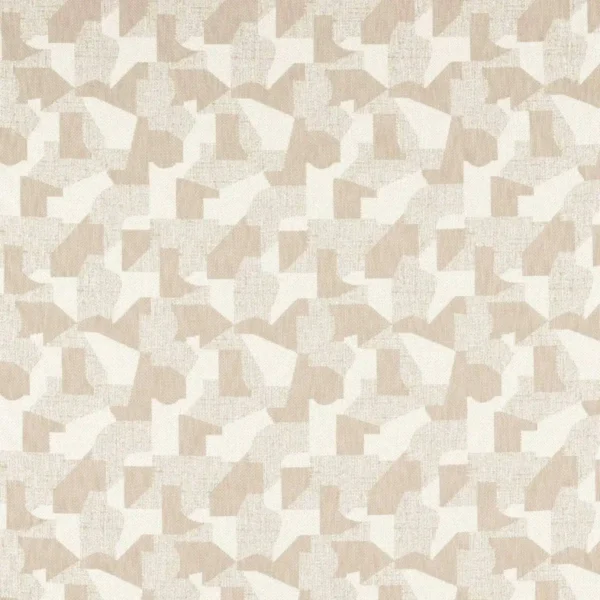Espen Fabric - Natural by white geometric woven fabric from Clarke & Clarke