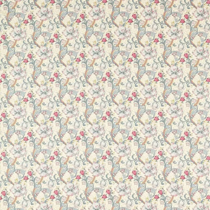 Golden Lily Fabric - Dove / Plum swatch