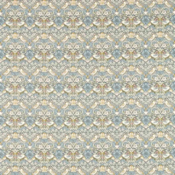 Strawberry Thief Fabric - Slate / Blush by black-grey botanical cotton fabric from Clarke & Clarke