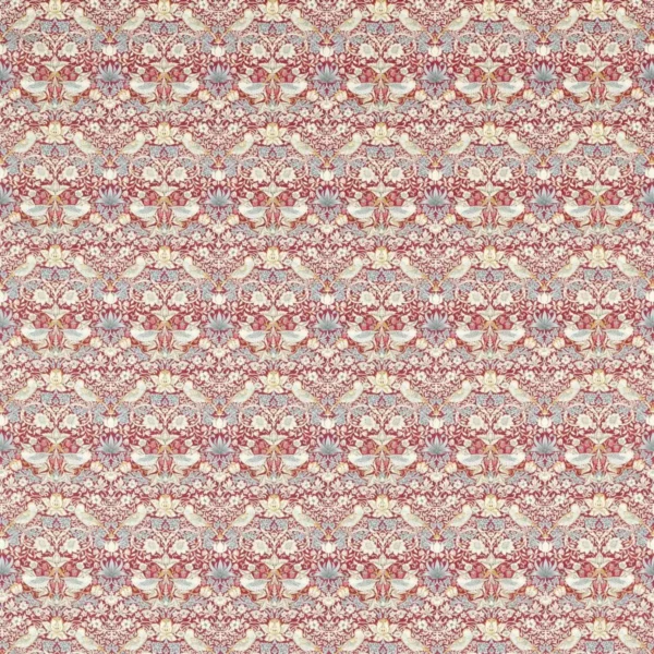 Strawberry Thief Fabric - Plum by red botanical cotton fabric from Clarke & Clarke