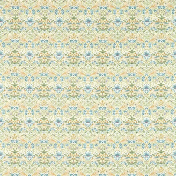 Strawberry Thief Fabric - Apple / Blush by green botanical cotton fabric from Clarke & Clarke