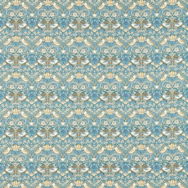 Strawberry Thief Fabric - Denim / Spice by blue botanical cotton fabric from Clarke & Clarke