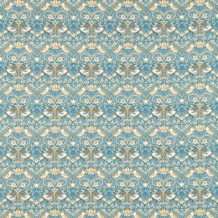 Strawberry Thief Fabric - Denim / Spice swatch