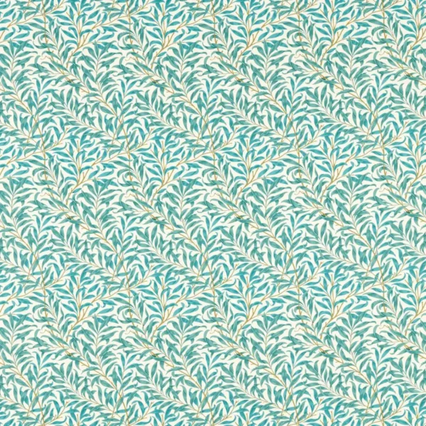 Willow Boughs Fabric - Teal by blue botanical cotton fabric from Clarke & Clarke