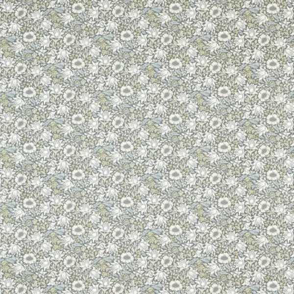 Mallow Fabric - Slate / Dove by black-grey botanical cotton fabric from Clarke & Clarke