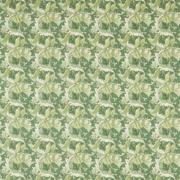 Acanthus Fabric - Apple / Sage by green botanical cotton fabric from Clarke & Clarke