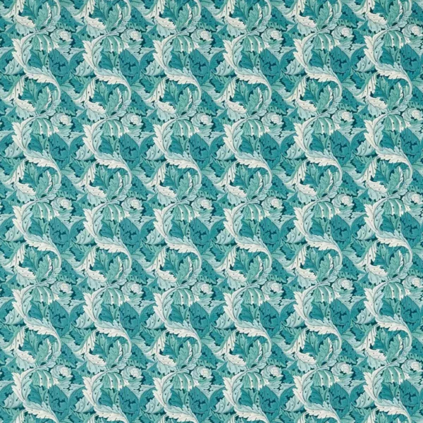 Acanthus Fabric - Teal by blue botanical cotton fabric from Clarke & Clarke
