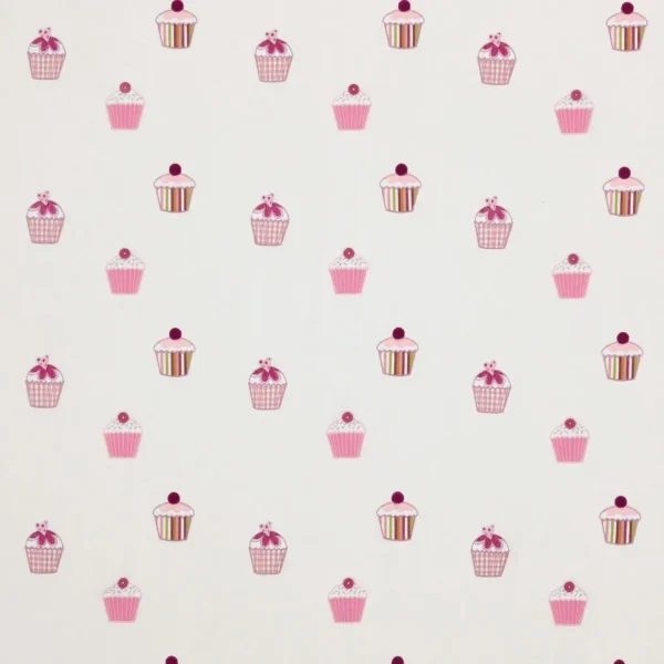 Cupcakes Fabric - Fuchsia / Candy / Lime / Natural by pink children's embroideried fabric from Harlequin