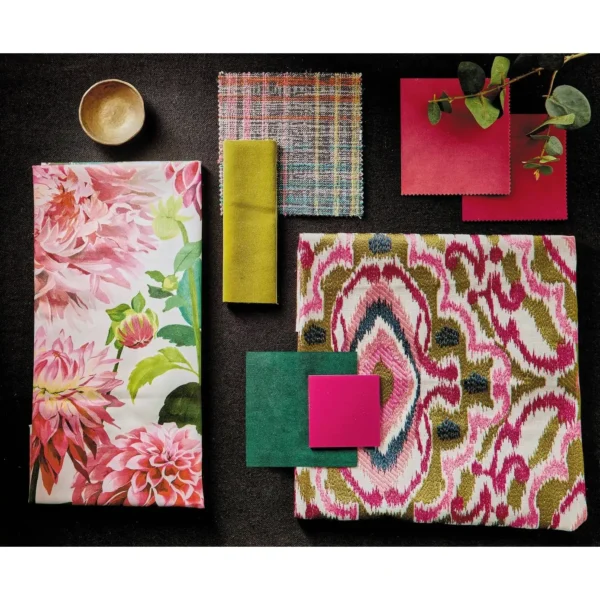 Flores Fabric - Fuchsia / Zest / Azure by Flores Fabric - Fuchsia / Zest / Azure from