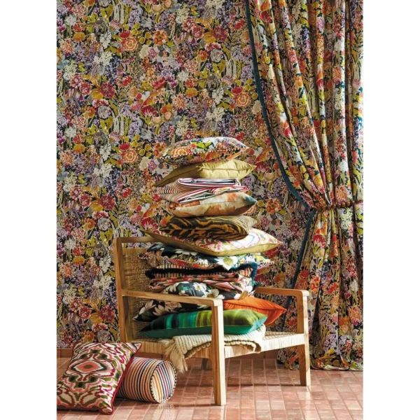 Flores Fabric - Rust / Ruby / Nordic Blue by Flores Fabric - Rust / Ruby / Nordic Blue from