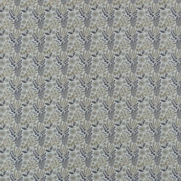 Beckett Fabric - Danube by black-grey botanical jacquard fabric from Ashley Wilde