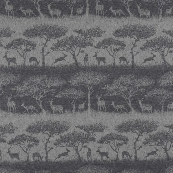 Hastings Fabric - Charcoal by black-grey animal jacquard fabric from Ashley Wilde