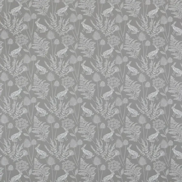 Kielder Fabric - Dove by black-grey animal cotton fabric from Ashley Wilde