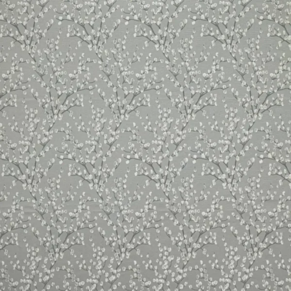 Berkeley Fabric - Dove by black-grey botanical jacquard fabric from Ashley Wilde