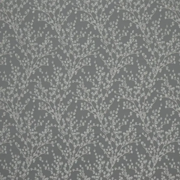 Berkeley Fabric - Shadow by black-grey botanical jacquard fabric from Ashley Wilde