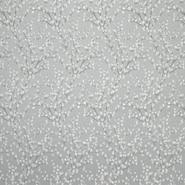 Berkeley Fabric - Silver by black-grey botanical jacquard fabric from Ashley Wilde