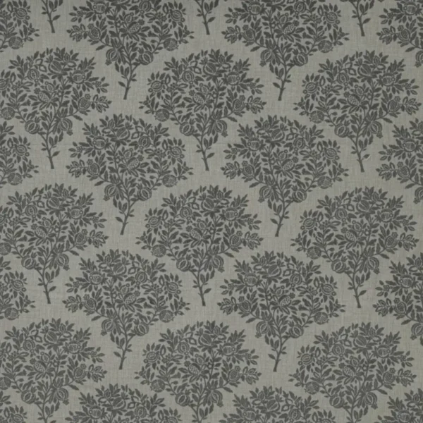 Cherington Fabric - Fog by black-grey botanical woven fabric from Ashley Wilde