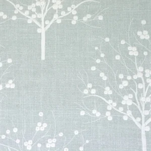 blue botanical embroideried fabric from Clarke & Clarke
