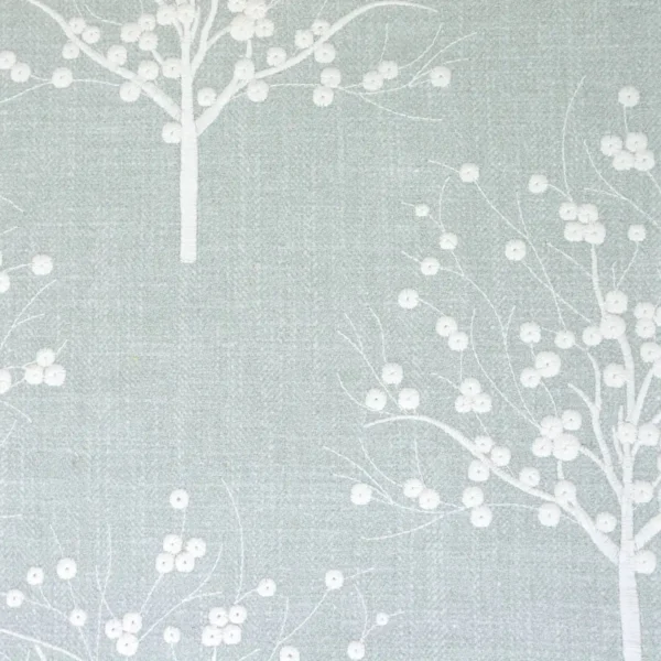 Bowood Fabric - Duckegg by blue botanical embroideried fabric from Clarke & Clarke