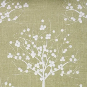green botanical embroideried fabric from Clarke & Clarke