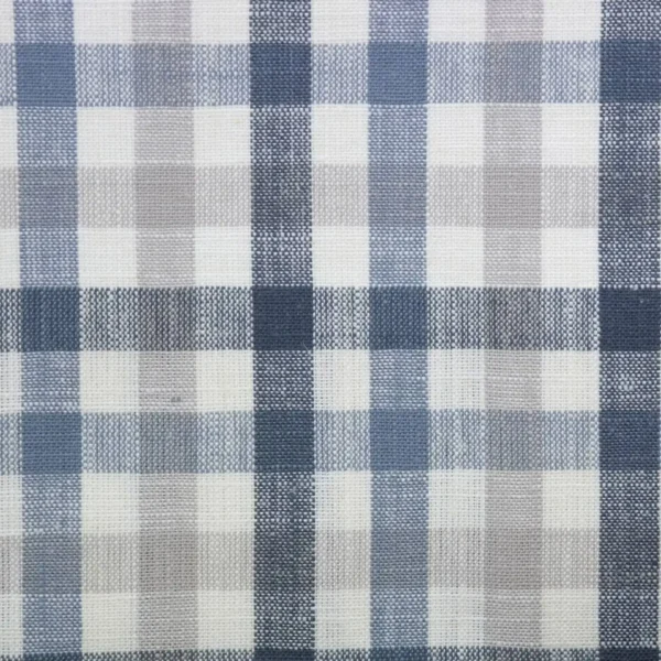 Hatfield Fabric - Chambray by blue checked woven fabric from Clarke & Clarke