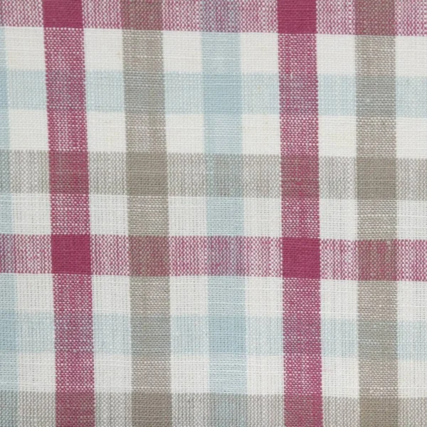 Hatfield Fabric - Raspberry by pink checked woven fabric from Clarke & Clarke