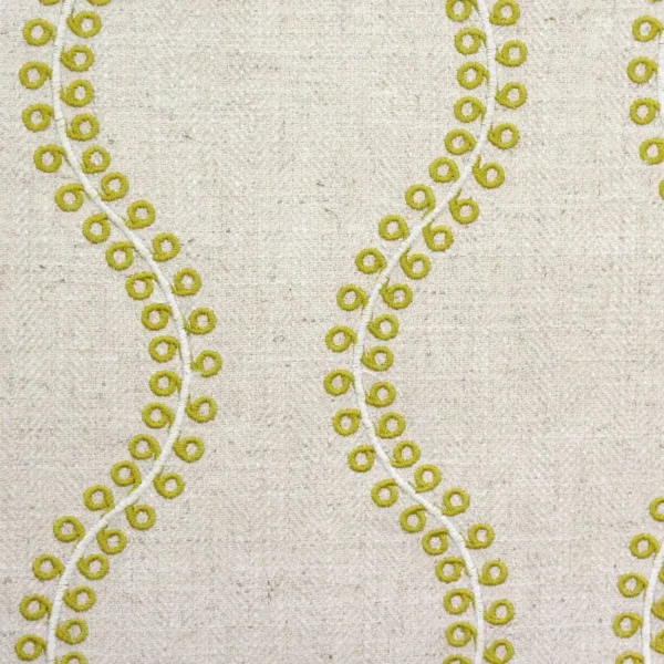 Woburn Fabric - Acacia by yellow striped embroideried fabric from Clarke & Clarke