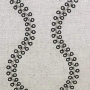 black-grey striped embroideried fabric from Clarke & Clarke