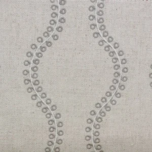neutral striped embroideried fabric from Clarke & Clarke