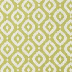 green geometric jacquard fabric from Clarke & Clarke