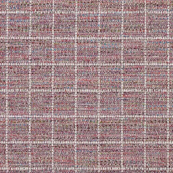 Sezane Fabric - Berry by multicolour checked woven fabric from Clarke & Clarke