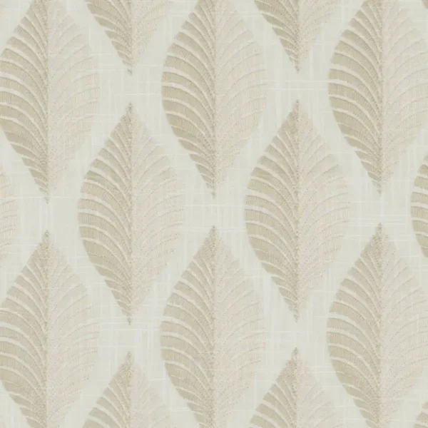 Aspen Fabric - Ivory / Linen by brown botanical embroideried fabric from Clarke & Clarke