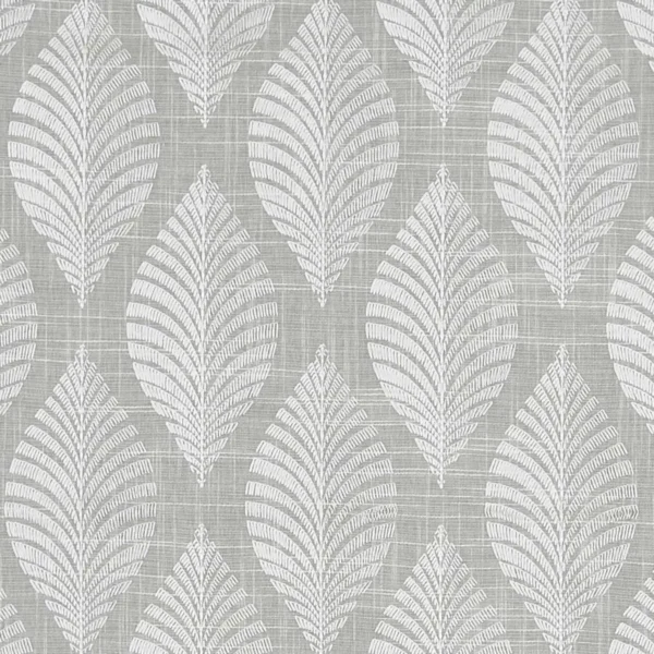 Aspen Fabric - Silver by black-grey botanical embroideried fabric from Clarke & Clarke
