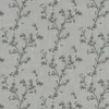black-grey botanical embroideried fabric from Clarke & Clarke