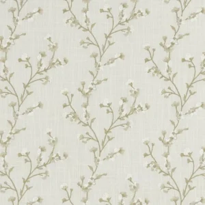 brown botanical embroideried fabric from Clarke & Clarke
