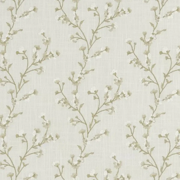 brown botanical embroideried fabric from Clarke & Clarke