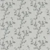 black-grey botanical embroideried fabric from Clarke & Clarke