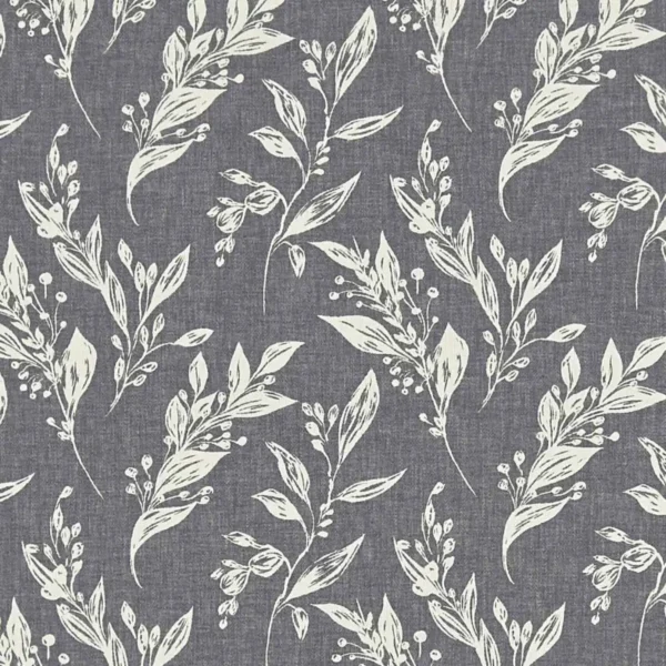 black-grey botanical jacquard fabric from Clarke & Clarke