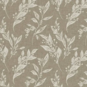 brown botanical jacquard fabric from Clarke & Clarke