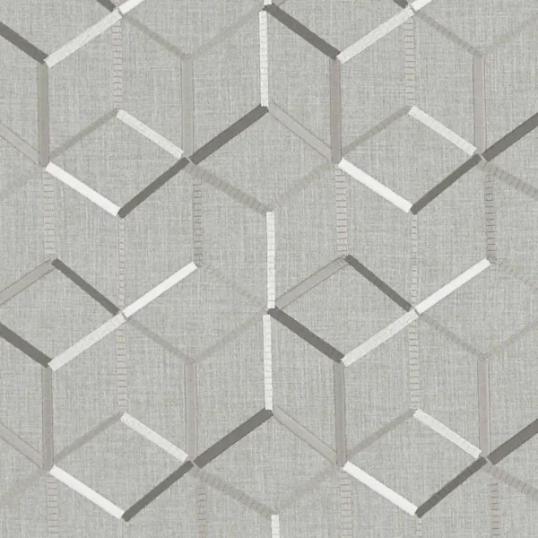 Linear Fabric - Charcoal by black-grey geometric embroideried fabric from Clarke & Clarke