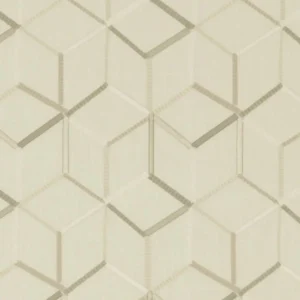 brown geometric embroideried fabric from Clarke & Clarke