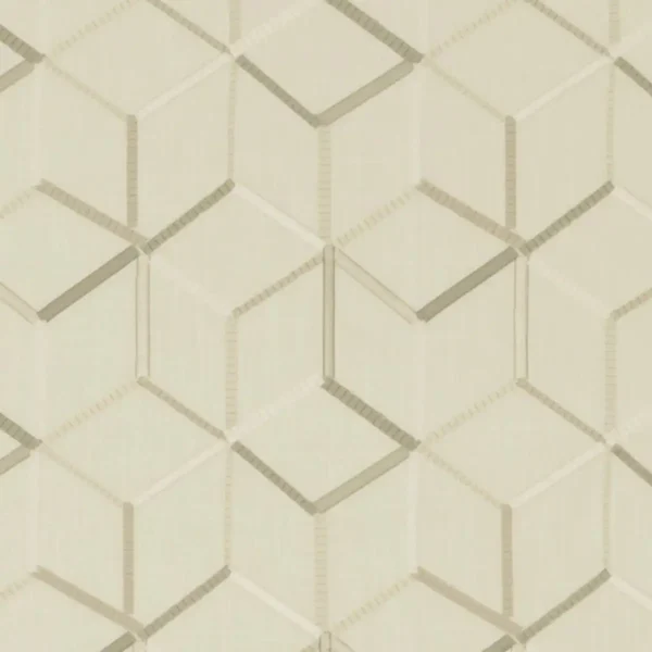 Linear Fabric - Ivory by brown geometric embroideried fabric from Clarke & Clarke