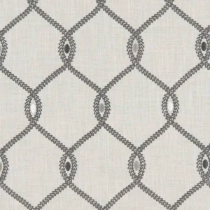 black-grey geometric embroideried fabric from Clarke & Clarke