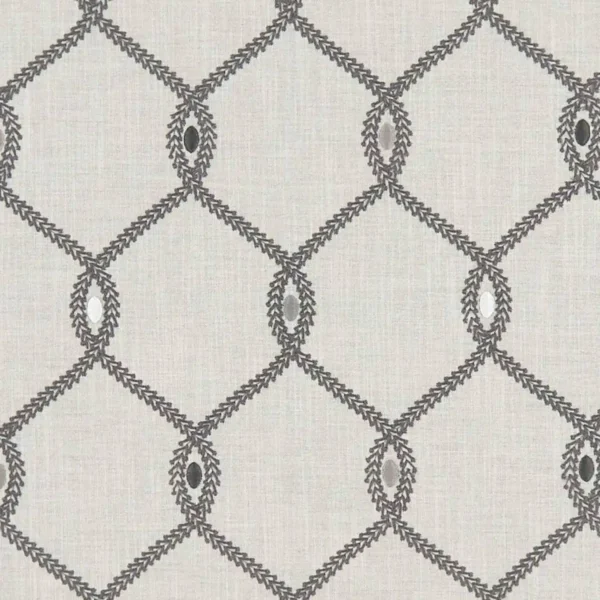 Opus Fabric - Charcoal by black-grey geometric embroideried fabric from Clarke & Clarke