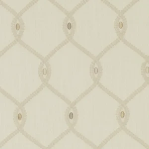 brown geometric embroideried fabric from Clarke & Clarke