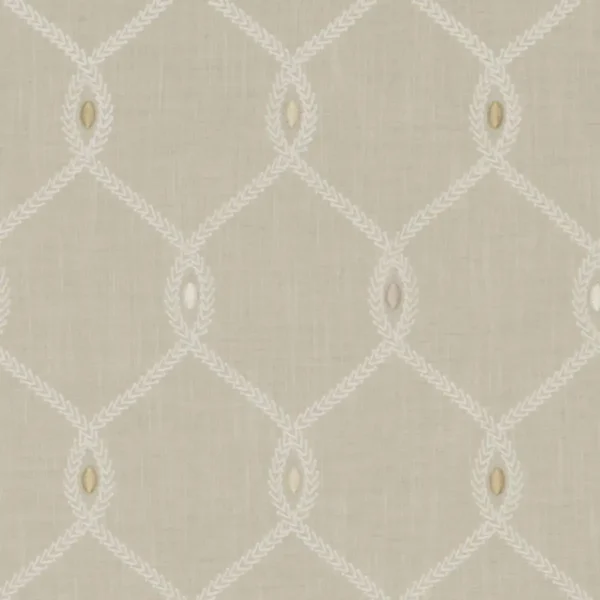 Opus Fabric - Linen by brown geometric embroideried fabric from Clarke & Clarke